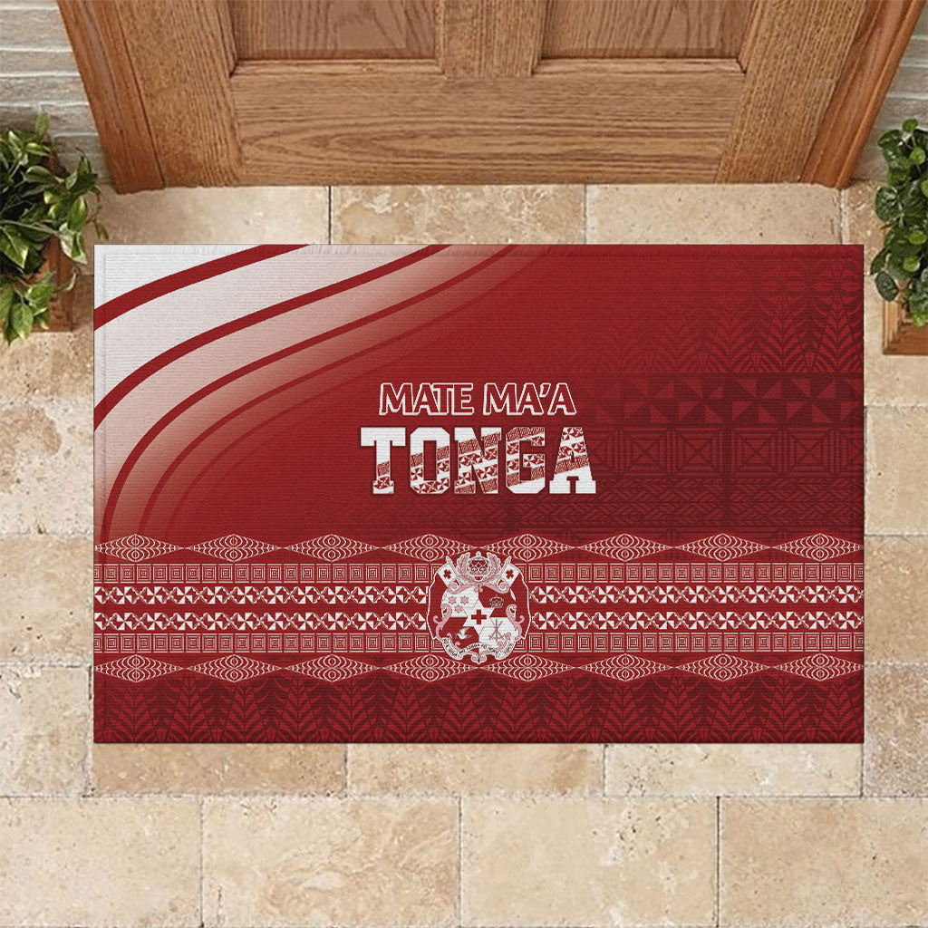 Mate Ma'a Tonga Rubber Doormat Basic Ngatu Kupesi Motif LT7 Red - Polynesian Pride