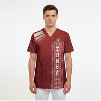 Mate Ma'a Tonga Custom Scrub Top Basic Ngatu Kupesi Motif LT7 - Polynesian Pride