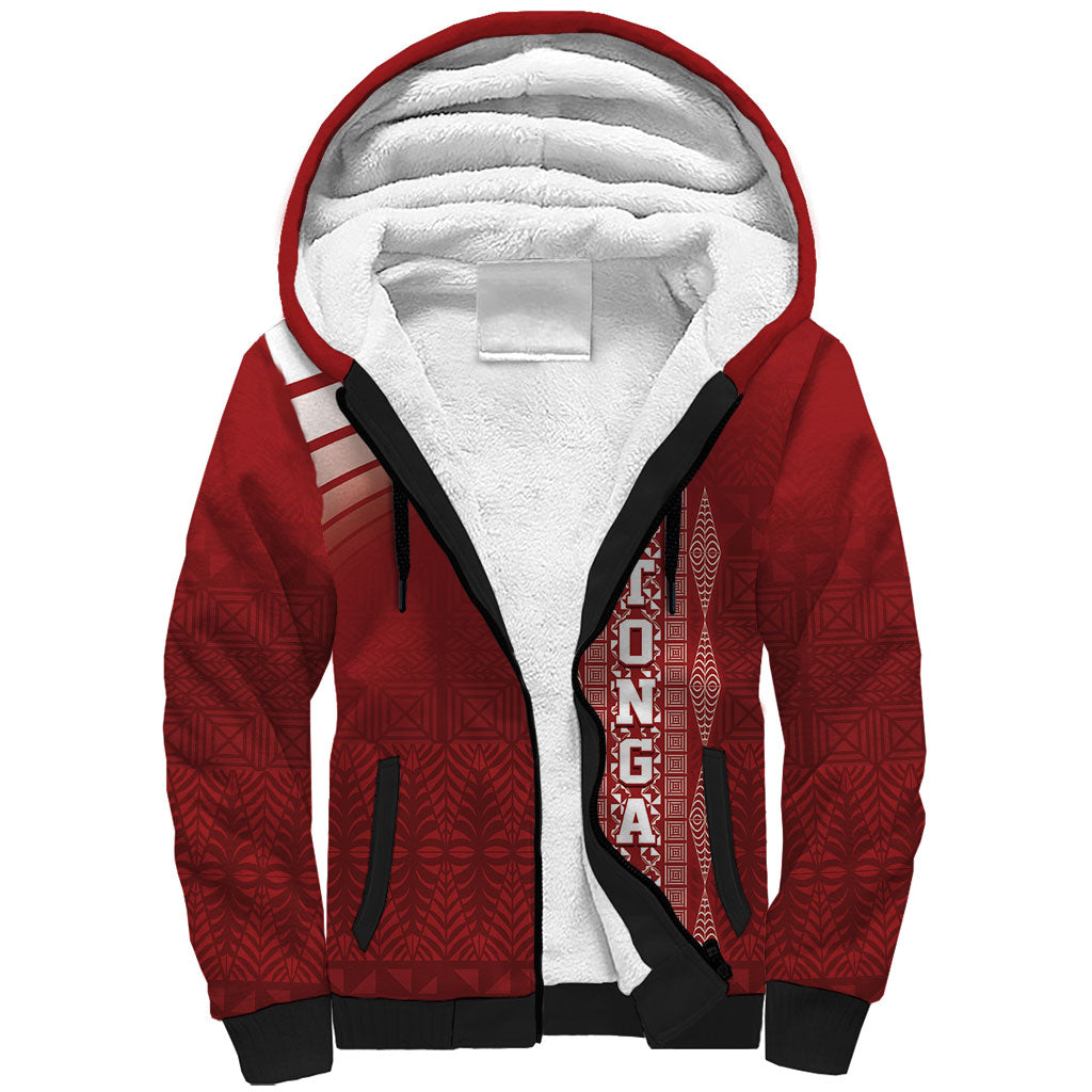 Mate Ma'a Tonga Custom Sherpa Hoodie Basic Ngatu Kupesi Motif LT7 Unisex Red - Polynesian Pride