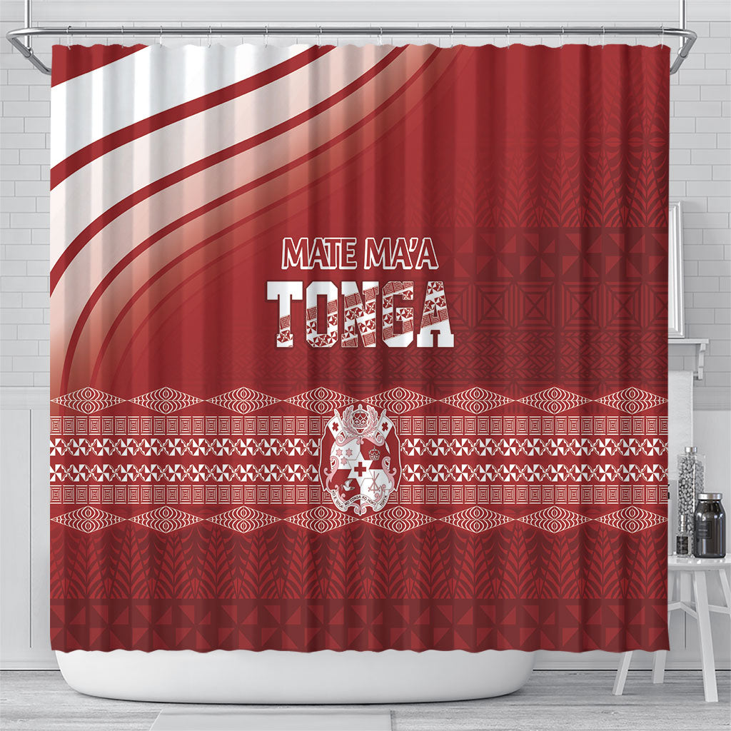 Mate Ma'a Tonga Shower Curtain Basic Ngatu Kupesi Motif
