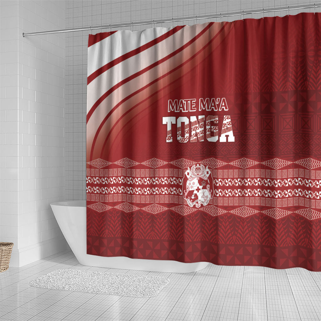 Mate Ma'a Tonga Shower Curtain Basic Ngatu Kupesi Motif