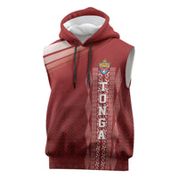 Mate Ma'a Tonga Custom Sleeveless Hoodie Basic Ngatu Kupesi Motif LT7 Red - Polynesian Pride