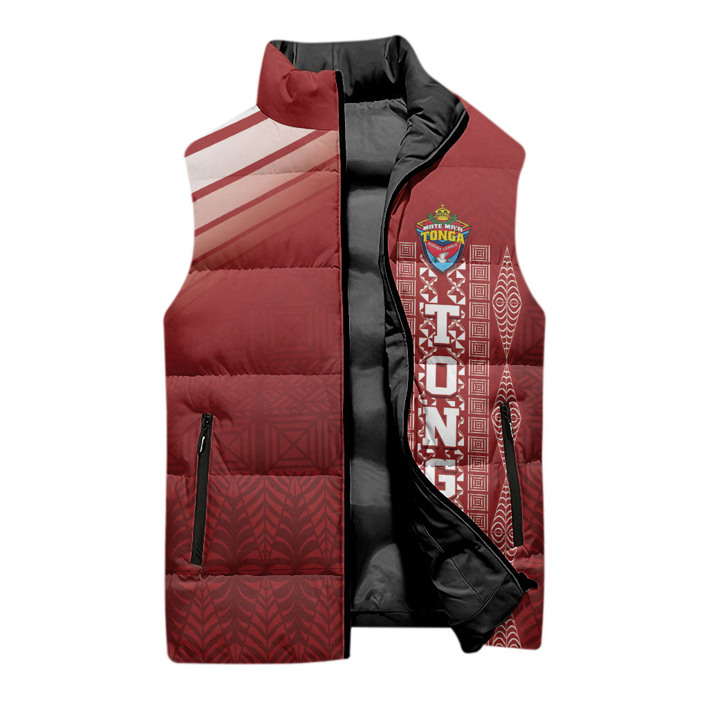 Mate Ma'a Tonga Custom Sleeveless Puffer Jacket Basic Ngatu Kupesi Motif LT7 - Polynesian Pride