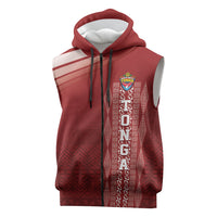 Mate Ma'a Tonga Custom Sleeveless Zip Hoodie Basic Ngatu Kupesi Motif LT7 Red - Polynesian Pride