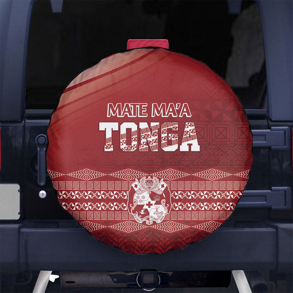 Mate Ma'a Tonga Spare Tire Cover Basic Ngatu Kupesi Motif LT7 No hole Red - Polynesian Pride