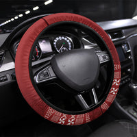 Mate Ma'a Tonga Steering Wheel Cover Basic Ngatu Kupesi Motif LT7 Universal Fit Red - Polynesian Pride