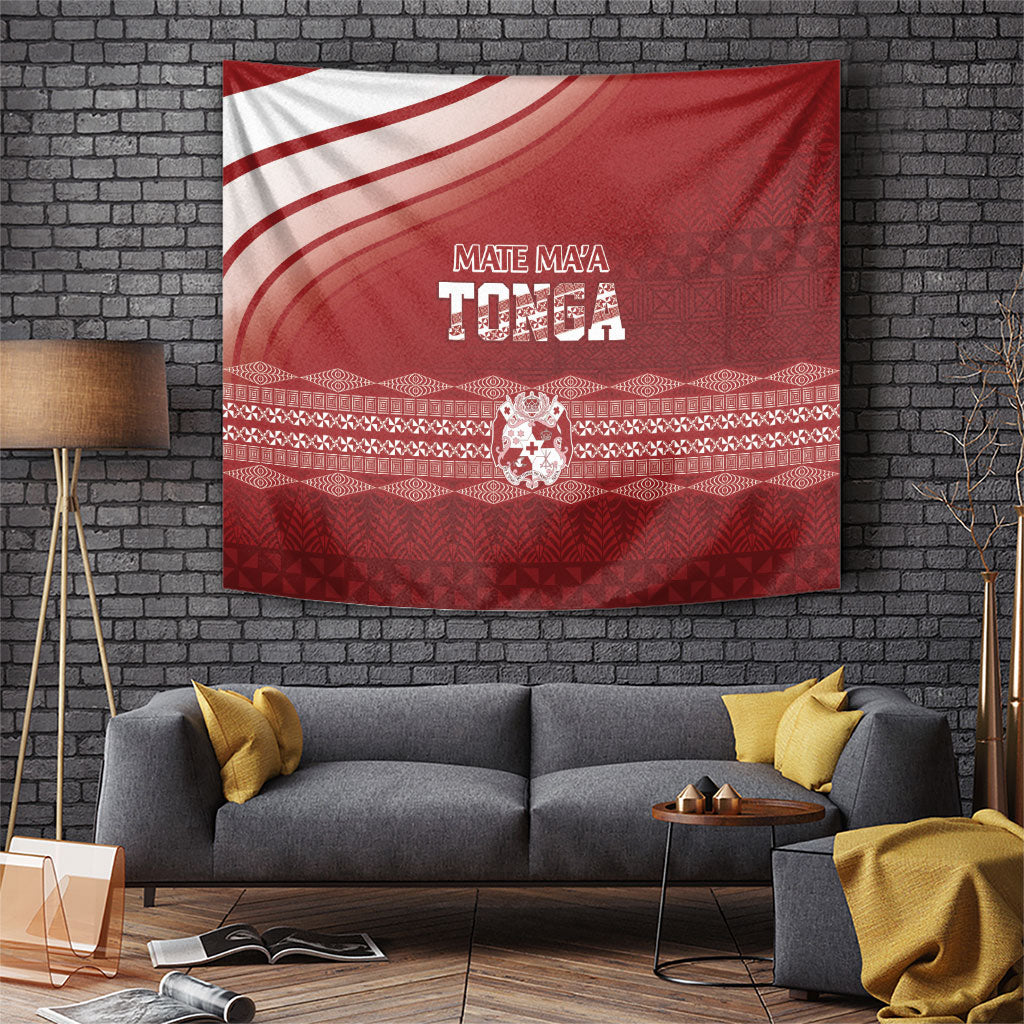 Mate Ma'a Tonga Tapestry Basic Ngatu Kupesi Motif LT7 Red - Polynesian Pride