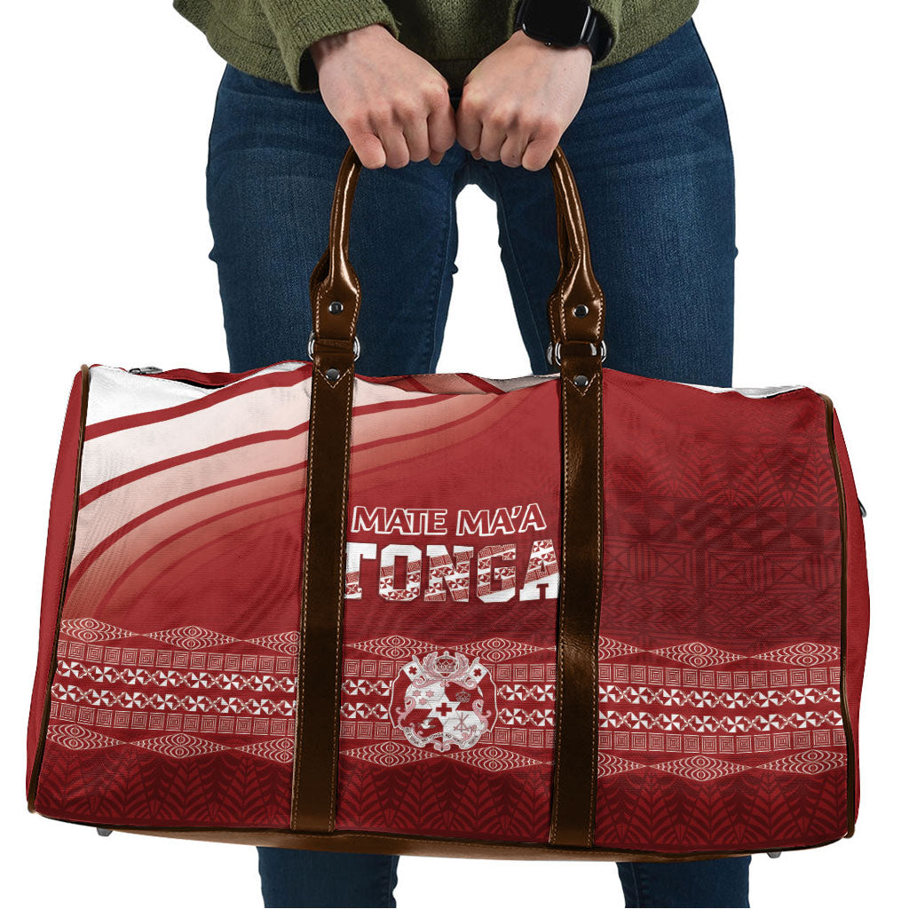 Mate Ma'a Tonga Travel Bag Basic Ngatu Kupesi Motif LT7 Red - Polynesian Pride
