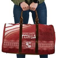 Mate Ma'a Tonga Travel Bag Basic Ngatu Kupesi Motif LT7 Red - Polynesian Pride