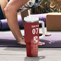 Mate Ma'a Tonga Custom Tumbler With Handle Basic Ngatu Kupesi Motif LT7 - Polynesian Pride