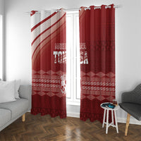 Mate Ma'a Tonga Window Curtain Basic Ngatu Kupesi Motif LT7 With Grommets Red - Polynesian Pride