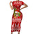 Hawaii Tiki Christmas Family Matching Short Sleeve Bodycon Dress and Hawaiian Shirt Mele Kalikimaka LT7 Mom's Dress Red - Polynesian Pride