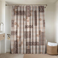 Hawaiian Quilt Tapa On Beige Palaka Motifs Bathroom Set LT7 Shower Curtain Only Beige - Polynesian Pride