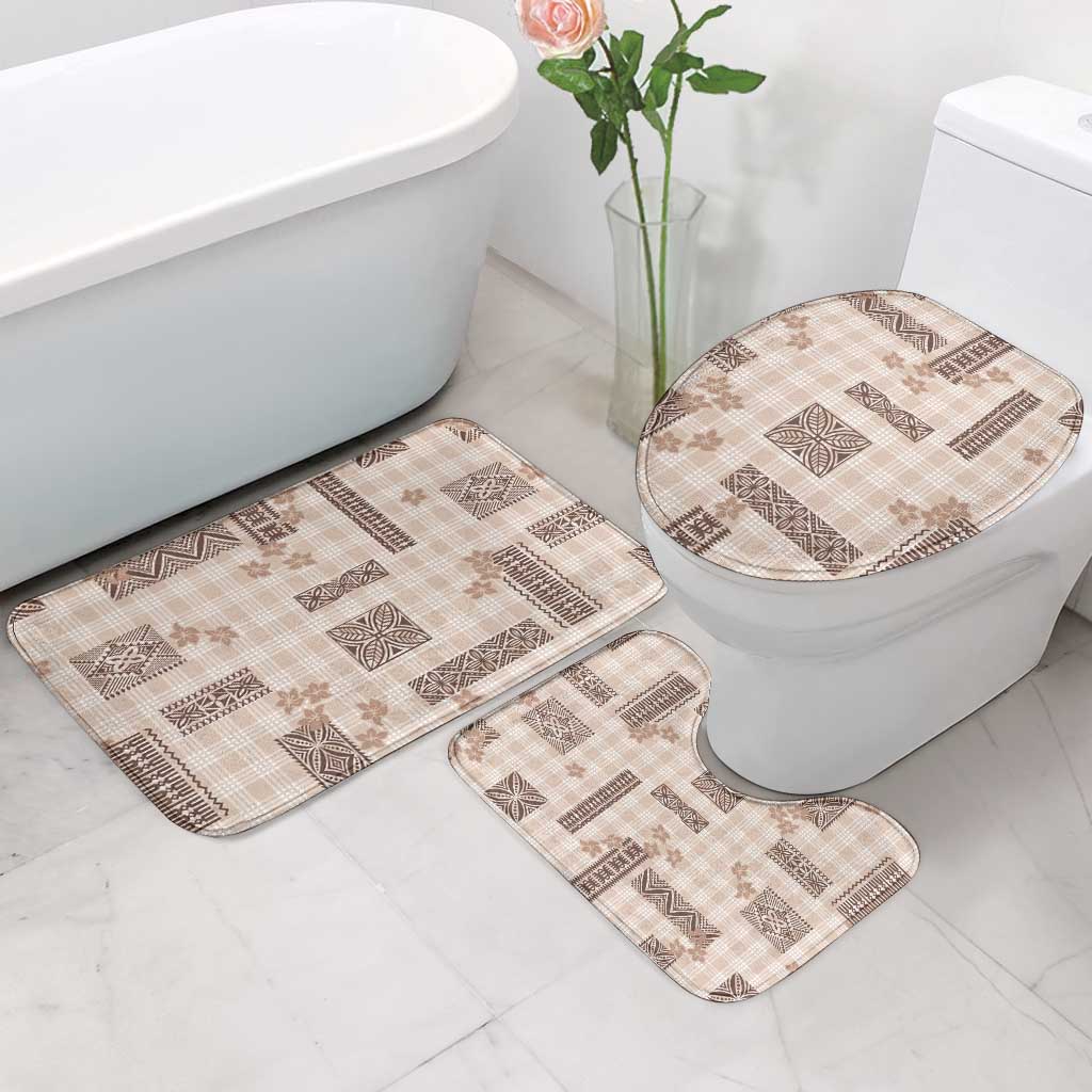 Hawaiian Quilt Tapa On Beige Palaka Motifs Bathroom Set LT7 - Polynesian Pride