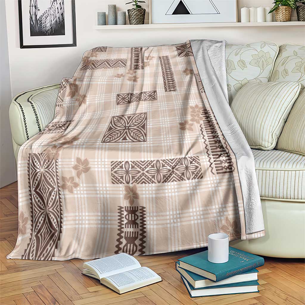 Hawaiian Quilt Tapa On Beige Palaka Motifs Blanket LT7 Beige - Polynesian Pride