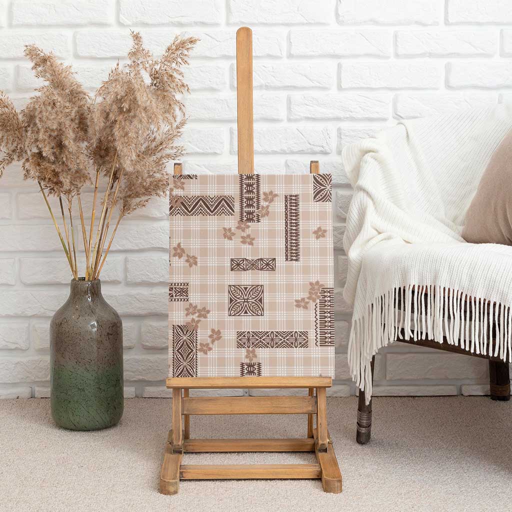 Hawaiian Quilt Tapa On Beige Palaka Motifs Canvas Wall Art LT7 - Polynesian Pride