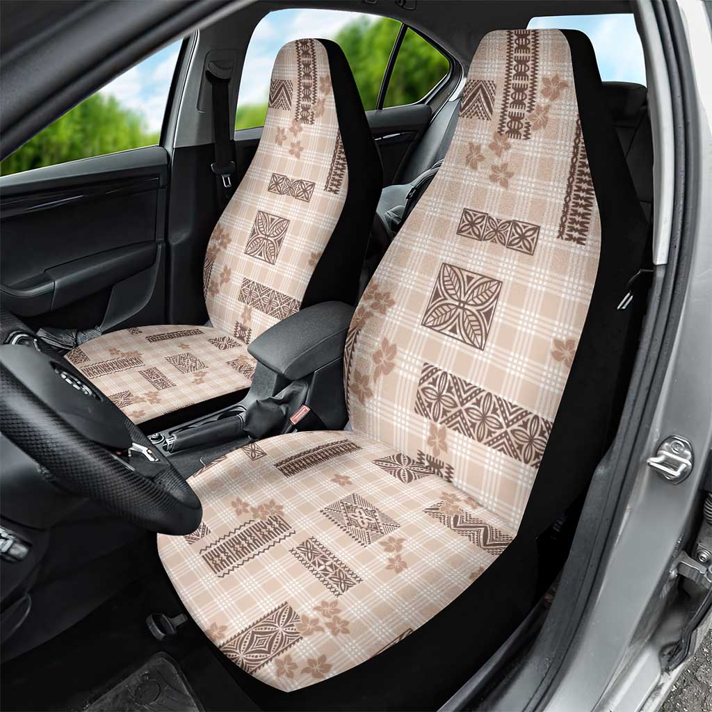 Hawaiian Quilt Tapa On Beige Palaka Motifs Car Seat Cover LT7 - Polynesian Pride