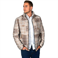 Hawaiian Quilt Tapa On Beige Palaka Motifs Padded Jacket LT7 - Polynesian Pride