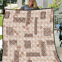 Hawaiian Quilt Tapa On Beige Palaka Motifs Quilt LT7 Beige - Polynesian Pride