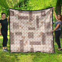 Hawaiian Quilt Tapa On Beige Palaka Motifs Quilt LT7 - Polynesian Pride