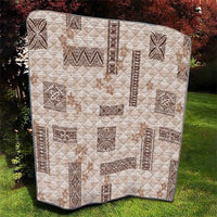 Hawaiian Quilt Tapa On Beige Palaka Motifs Quilt LT7 - Polynesian Pride