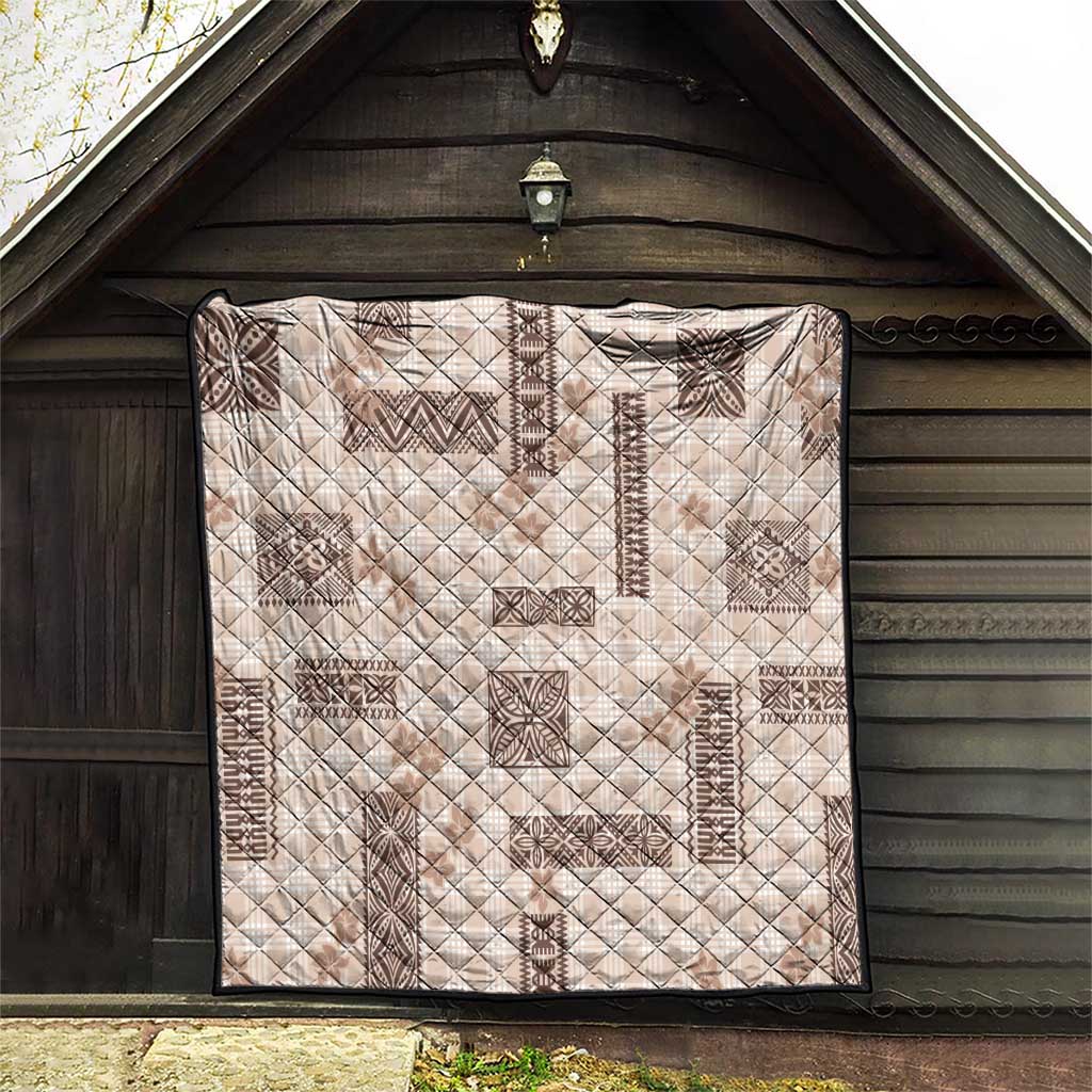 Hawaiian Quilt Tapa On Beige Palaka Motifs Quilt LT7 - Polynesian Pride