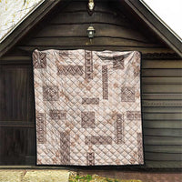 Hawaiian Quilt Tapa On Beige Palaka Motifs Quilt LT7 - Polynesian Pride
