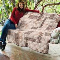 Hawaiian Quilt Tapa On Beige Palaka Motifs Quilt LT7 - Polynesian Pride