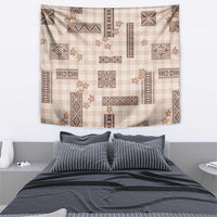 Hawaiian Quilt Tapa On Beige Palaka Motifs Tapestry LT7 - Polynesian Pride