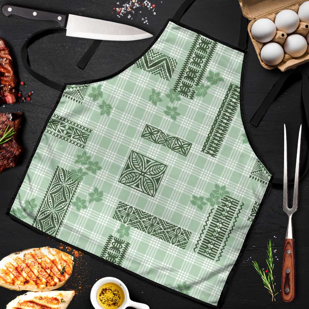 Hawaiian Quilt Tapa On Pastel Mint Palaka Motifs Apron LT7 Mint - Polynesian Pride