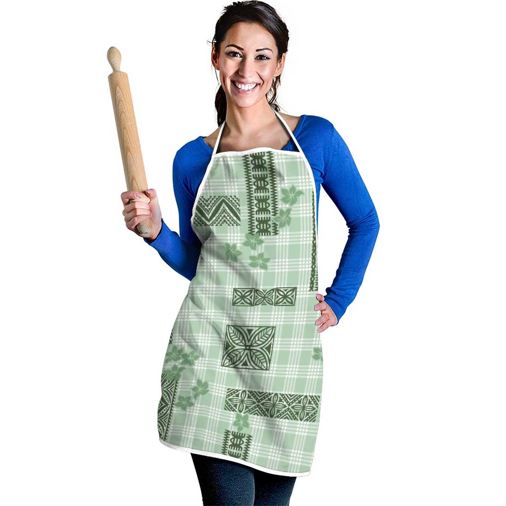 Hawaiian Quilt Tapa On Pastel Mint Palaka Motifs Apron LT7 - Polynesian Pride