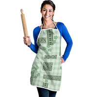 Hawaiian Quilt Tapa On Pastel Mint Palaka Motifs Apron LT7 - Polynesian Pride