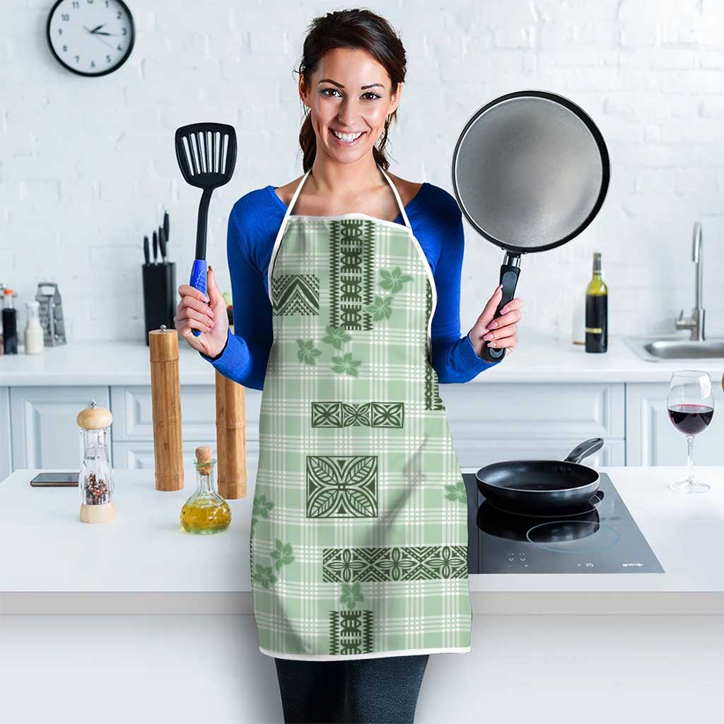 Hawaiian Quilt Tapa On Pastel Mint Palaka Motifs Apron LT7 - Polynesian Pride