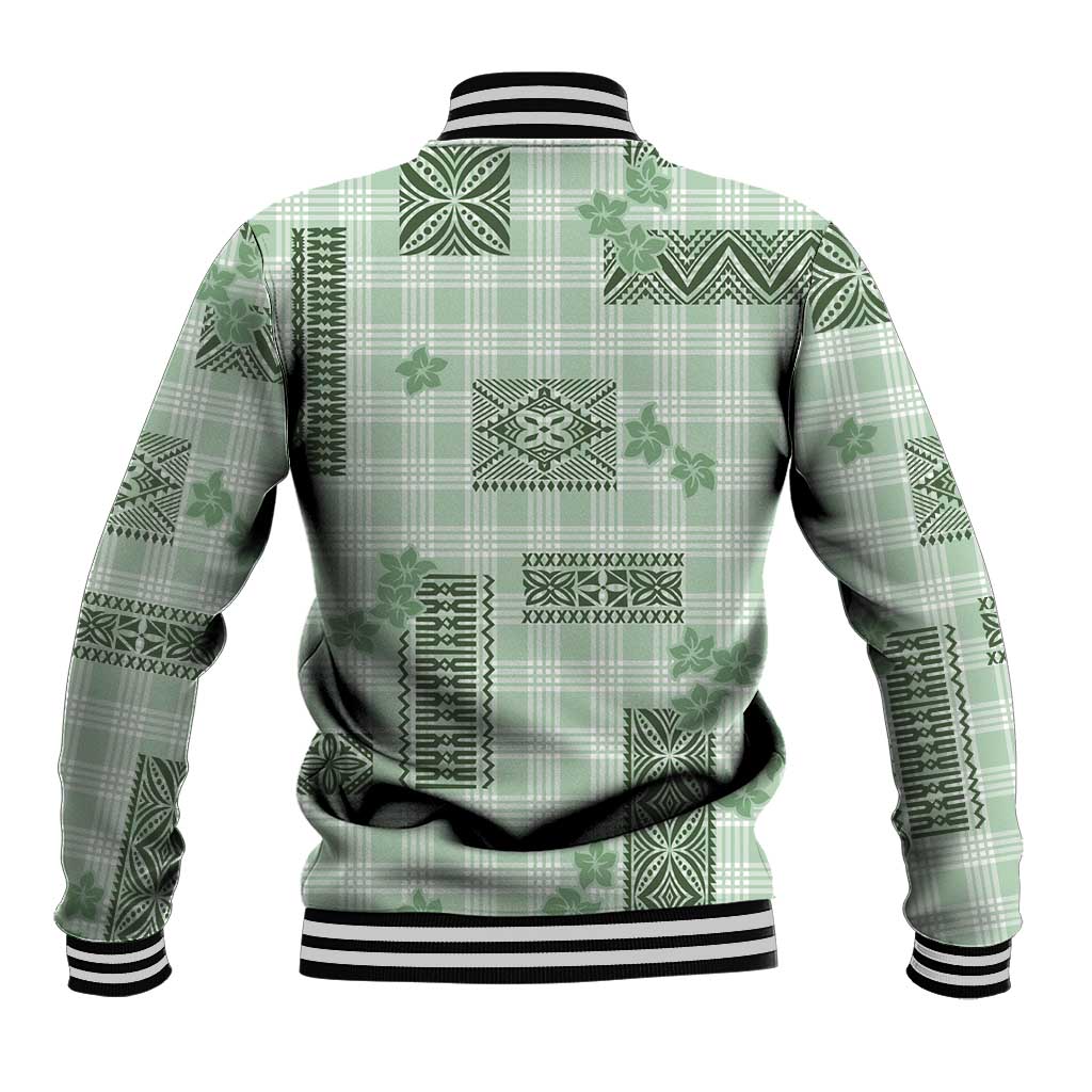 Hawaiian Quilt Tapa On Pastel Mint Palaka Motifs Baseball Jacket LT7 - Polynesian Pride