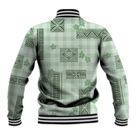 Hawaiian Quilt Tapa On Pastel Mint Palaka Motifs Baseball Jacket LT7 - Polynesian Pride