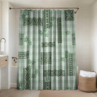 Hawaiian Quilt Tapa On Pastel Mint Palaka Motifs Bathroom Set LT7 Shower Curtain Only Mint - Polynesian Pride