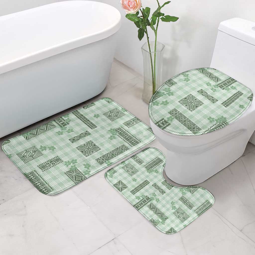 Hawaiian Quilt Tapa On Pastel Mint Palaka Motifs Bathroom Set LT7 - Polynesian Pride