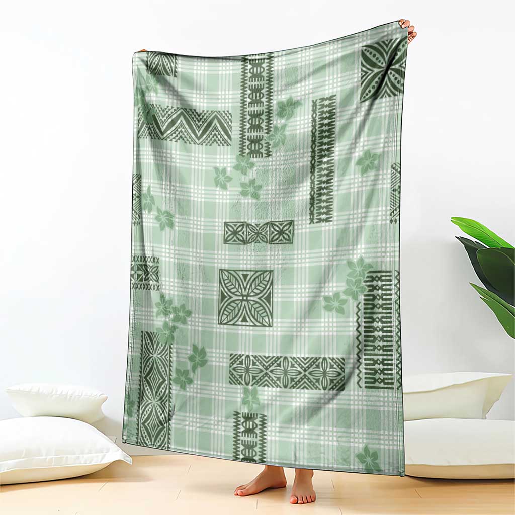 Hawaiian Quilt Tapa On Pastel Mint Palaka Motifs Blanket LT7 - Polynesian Pride