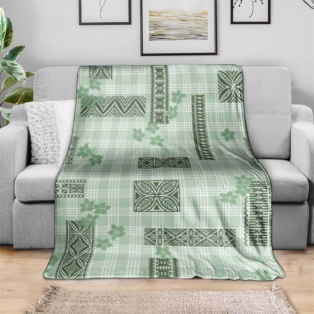 Hawaiian Quilt Tapa On Pastel Mint Palaka Motifs Blanket LT7 - Polynesian Pride