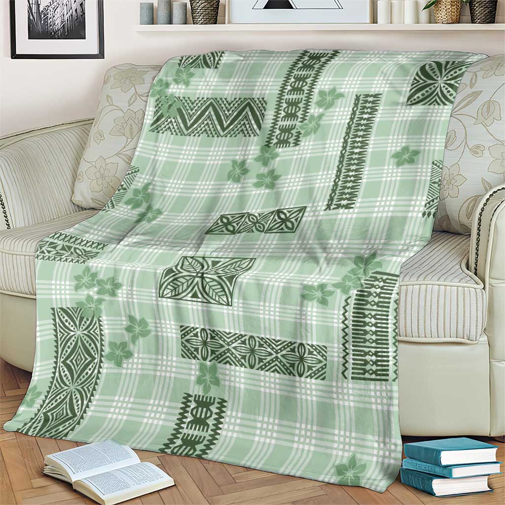 Hawaiian Quilt Tapa On Pastel Mint Palaka Motifs Blanket LT7 - Polynesian Pride