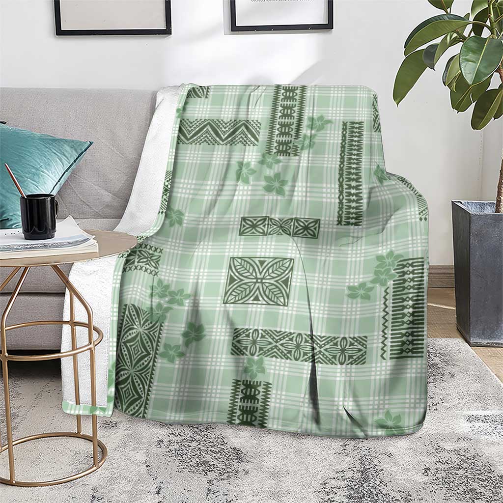 Hawaiian Quilt Tapa On Pastel Mint Palaka Motifs Blanket LT7 - Polynesian Pride
