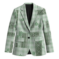 Hawaiian Quilt Tapa On Pastel Mint Palaka Motifs Blazer LT7 Unisex Mint - Polynesian Pride