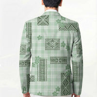 Hawaiian Quilt Tapa On Pastel Mint Palaka Motifs Blazer LT7 - Polynesian Pride