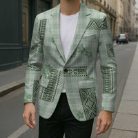 Hawaiian Quilt Tapa On Pastel Mint Palaka Motifs Blazer LT7 - Polynesian Pride
