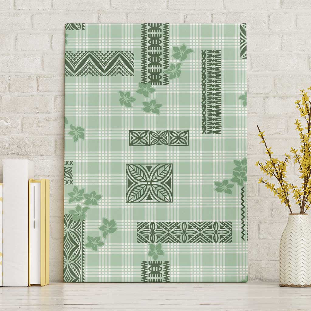 Hawaiian Quilt Tapa On Pastel Mint Palaka Motifs Canvas Wall Art LT7 Without Frame Mint - Polynesian Pride