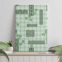 Hawaiian Quilt Tapa On Pastel Mint Palaka Motifs Canvas Wall Art LT7 - Polynesian Pride
