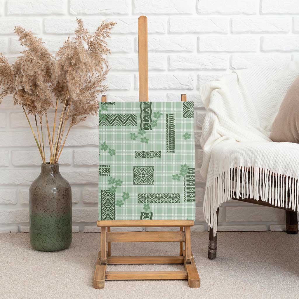 Hawaiian Quilt Tapa On Pastel Mint Palaka Motifs Canvas Wall Art LT7 - Polynesian Pride