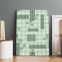 Hawaiian Quilt Tapa On Pastel Mint Palaka Motifs Canvas Wall Art LT7 - Polynesian Pride