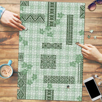 Hawaiian Quilt Tapa On Pastel Mint Palaka Motifs Puzzle LT7 Mint - Polynesian Pride