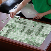Hawaiian Quilt Tapa On Pastel Mint Palaka Motifs Puzzle LT7 - Polynesian Pride